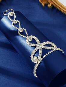 1pc Luxury Crystal Decorated Silver Bracelet Set With Ring, Suitable For Ball, Date, Party, Wedding, Bride Wear - Silver - View 2