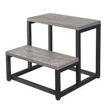 Escalera de dos peldaños resistente, capacidad de carga de hasta 227 kg, con elevador y zapatero para dormitorio, cocina y baño - Marrón, Escalera de baño | Diseño elegante | Escalera - Gris - Ver 2