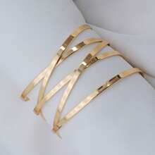 Wide, Braided, Adjustable Women's Bracelet, Plated In 18K Gold Or 925 Silver. - Vàng - Xem 5