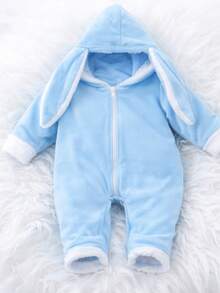 Vest Baby Layettes Unisex Baby  With Embroidered Bunny Hood, One Size, Fun - 淺藍色 - 查看 3