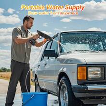 Wireless High-Pressure Car Wash Machine - Rechargeable Portable Electric Cleaning Tool With Foam Spray Gun. Wireless Design For Easy Cleaning Of Car Interiors And Exteriors. Includes 2 Batteries And Toolbox. - Bộ vest đen - Xem 2