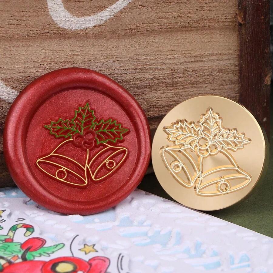 Sello de cera de colección navideña, sello de cera de sellado de latón para invitaciones de boda, tarjetas de Navidad, sobres y decoración de fiestas - HS1955 - Ver 1