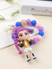 Mattel 女巫猎人硅胶串珠钥匙扣，KPOP卡通包包挂饰，动漫吊坠手链礼物 - 彩色 - 查看 2