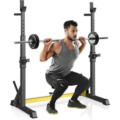 Squat Rack Stand, Bench Press Rack, Barbell Rack, Adjustable Dumbbell Rack, Multi-Function Weight Lifting Home Gym, Fitness Exercise Equipment With Storages, Strength Training, For Beginners And Professional Use, 570lbs