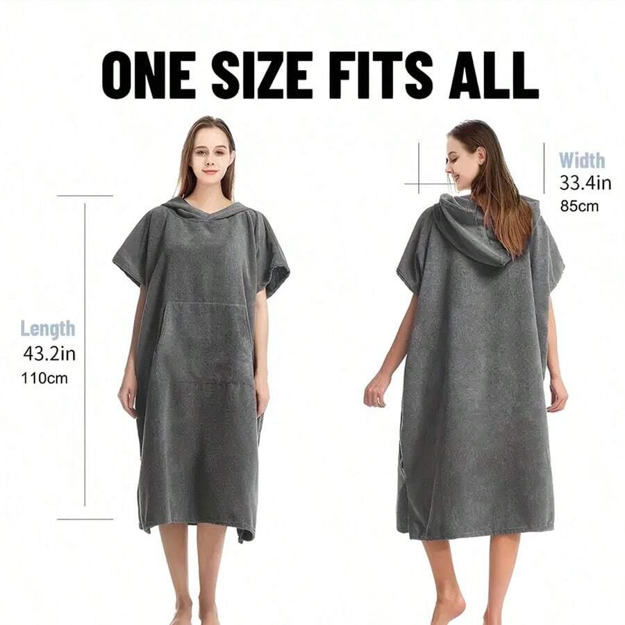 Ultra-Fine Fiber Hooded Cloak Towel, Quick-Dry For Swimming, Beach, Surfing, Unisex Bathrobe - Multicolor - View 1
