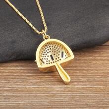 High Quality Mushroom Shape Gold Plated Charm Pendant Necklace For Women Girl Boy Cubic Zirconia Chain Link Jewelry Party Gifts - Gold - View 3
