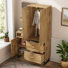 Wardrobe - ブラック + ナチュラル + MDF - チェックする 9