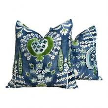 Boho Pillow Cover 18x18 Inch - Turquoise Blue & Green Bohemian Medallion Floral Paisley Case, Luxury Imitation Polyester Fiber Sofa Bed Accents Pillow For, Bedroom (No Insert) - 2pcs - 查看 1