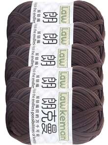 Lawkeman 5 peças/500g Fio de Camiseta - Fio de Poliéster de Alta Qualidade, 30m/peça - Fio de Tecido Macio, Adequado para Crochê, Fio de Tricô Multicolorido - Ideal para Cestas, Bolsas, Mantas, Chapéus, Brinquedos, Lenços DIY - Multicolorido - Visão 11