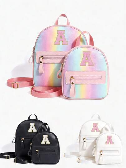 1pc Women's Cute Classic Backpack With 26 A-Z Letters, Adjustable Shoulder Strap Design, Ideal Gift For Valentine's Day, Suitable For Daily Use, Outdoor, School, Travel, Hiking, Portable