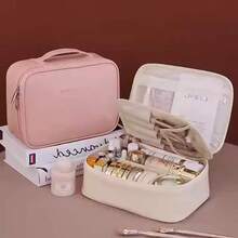 Multi-Layer, Large-Capacity, Detachable Cosmetic Bag; Travel-Inspired Cosmetic Storage; Brush Storage; Universally Portable Beauty Product; Suitable For Both Men And Women. - 柔和淡色 - 查看 9