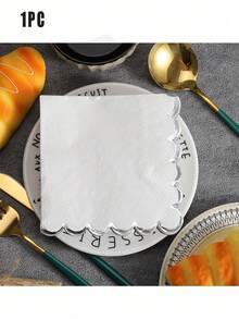 20/40pcs Metallic Gold Foil Accent Cocktail Napkins, Fan-Shaped Disposable Paper Napkins, Suitable For Wedding Receptions, Birthday Parties, 5 X 5 Inches - White - View 11