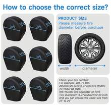 Umbrauto Tire Covers Set Of 4, Tough Waterproof Wheel Protector For Trailer Camper, Truck, SUV, Motorhome, Black - Grey - 查看 2