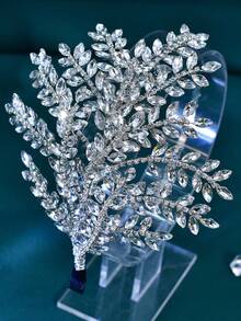 1pc Rhinestone Decorated Bridal Headband Women Hair Accessory Wedding Party Accessory Suitable For Stage Performance Holiday Gift - Silver - View 6