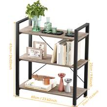 Estante Mueble Organizador Mesa Librero Mesa Auxiliar 60*27*61cm Mesa De Centro Librero Organizador Estantería - Gris - Ver 5