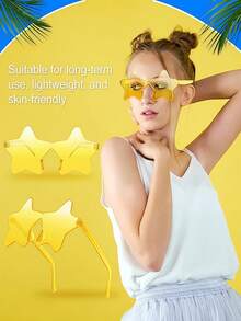 8 Pares de Óculos Sem Armação em Formato de Estrela na Cor Amarela, Óculos de Festa Engraçados e da Moda, Óculos para Adultos em Praia/Aniversário/Decoração, Acessório para Fotos (Sem Proteção UV) - Multicolorido - Visão 5