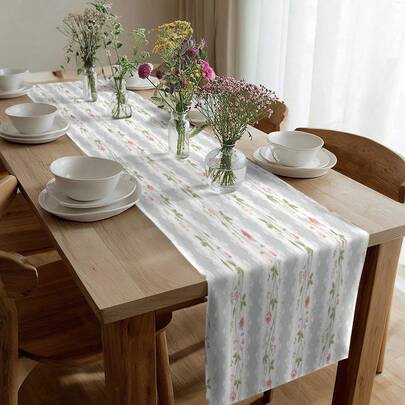 1pc Abstract Geometric Circle Pattern Table Runner, Modern Art Striped Decorative Tablecloth For Home, Living Room, Coffee Table, Rectangular Dining Table, Colorful Printed, Minimalist European Style Table Runner