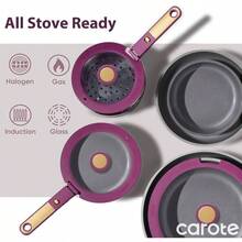 Ceramic Pots And Pans Set, Nonstick Cookware Set Detachable Handle, 6pcs Induction Kitchen Cookware Sets Non Stick With Removable Handle, RV Cookware Set, Oven , Purple - 金色紫外線 + 6 件裝 - 查看 8