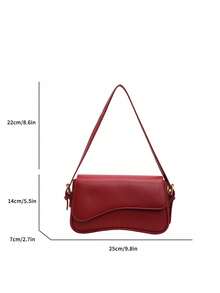 Fashionable Versatile Commuter Minimalist Asymmetric Shoulder Bag - Red - View 6