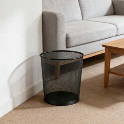Schwarzer Eisen-Mülleimer in verschiedenen Größen / Büro-Drahtkorb für Zuhause / 3 Optionen für Metall-Abfalleimer