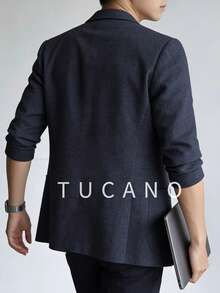 Men's Navy Blue Long Sleeve Sports Jacket, Casual Business Suit, Lightweight & Breathable - Blue - View 4