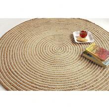 Handwoven 4ft Jute Area Rug Natural Fiber Cotton Round Boho Farmhouse Rustic Vintage Soft Braided Reversible  Friendly Rugs- Indoor Outdoor Kitchen Bedroom Living Room Hallways (4'ft Round) - 自然-13 - 查看 1