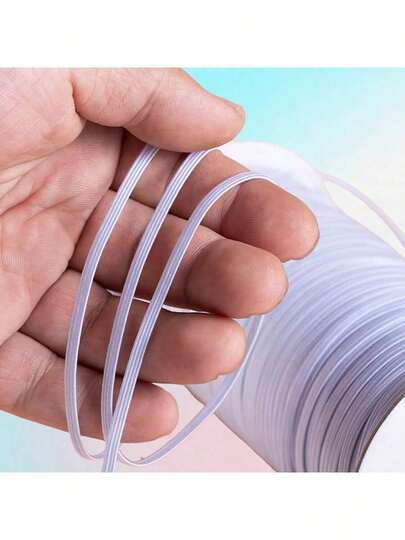5 Yards/10 Yards/20 Yards 0.3cm Width White Elastic Band, Knitted Stretch Waistband For Sewing Waist Belts And Pants, High Elasticity