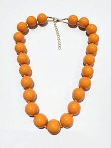 1pc Bohemian Style Round Geometric Plastic Acrylic Beaded Rope Knotted Necklace, Handmade Jewelry Gift For Women, Everyday Wear - Multicolor - View 21