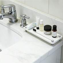 1 Set White/Black Acrylic Vanity Tray Organizer Rack, Luxury Bathroom Countertop Makeup Cosmetic Jewelry Fragrance Display Shelf - Multicolor - View 3