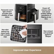 Dreame Play AF10 Air Fryer, No Need To Flip, Crispy & Tender, 360° Dual-Source Circulation Heating, High-Temperature Steam, 8 Smart Presets, Family Capacity, Healthy Oil-Free Cooking - Black - View 6