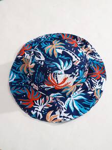 Boys' Short Sleeve Shirt Set, Summer New Arrival Sports Casual Coconut Tree Print Full-Printed Tops And Pants Matching Sun Hat Three Pieces, Perfect For Vacation - Multicolor - View 7