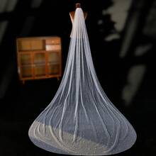1pc Shiny Pearl Bridal Veil, Minimalist & Elegant Design, Suitable For Wedding Dress, Cathedral Wedding - Multicolor - View 14