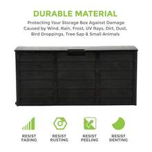 LIVINGANDHOME 1 Piece Black PP Outdoor Storage Deck Box 290L Lockable Hinged Top Weather Resistant Garden Organizer - Black 290L - View 10