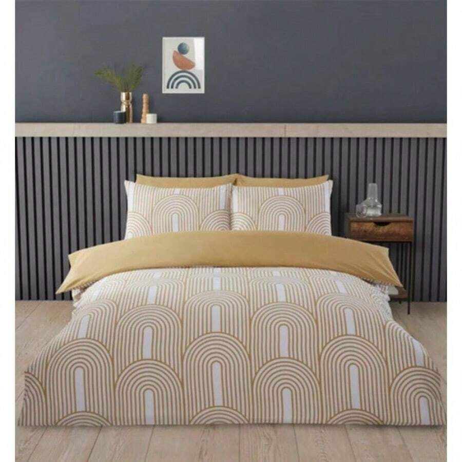 Duvet Cover Set With Matching Pillowcases - Ochre - View 1