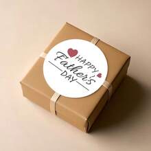 96张心形“父亲节快乐”圆形贴纸 - 父亲节完美之选，向您最亲爱的爸爸表达无尽的爱与祝福，1.8英寸礼品包装标签 - 圓形 - 查看 11