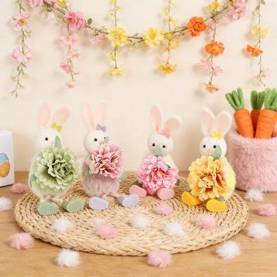 This Easter Rabbit And Flower Hanging Decoration Features An Adorable Rabbit Shape Paired With Colorful Flower Ornaments For A Fresh And Eye-Catching Look. Lightweight And Easy To Hang Without Occupying Space, It Has A Delicate Texture And Is Not Easy To Damage, Suitable For Home, Party And Other Scene Decorations. It's A Perfect Creative Decoration Choice For Festival Gifting.
