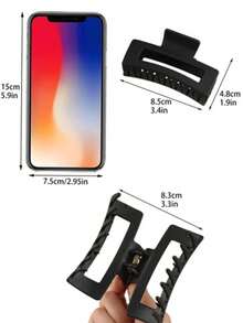 4 件装女士长方形时尚发夹，用于头发装饰休闲爪夹发夹发夹发夹发夹接发夹，学校用品，学院秋冬发饰，适合女士度假装扮 - 黑色 - 查看 3