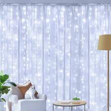 1pc USB Powered Curtain Lights, 8 Modes Indoor Atmosphere Lights String For Bedroom, Birthday, Wedding, Holiday Party, Window Background Wall Decor (Remote Control Not Included) - USB Curtain Light - View 3