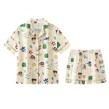 Gongdie CRAYON SHINCHAN 蜡笔小新女士睡衣套装（2件套），2026春夏新款短袖柔软透气睡衣 - 香檳色 - 查看 2