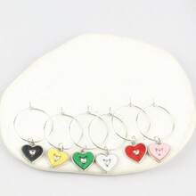 6/12pcs Heart-Shaped Wine Glass Identifiers, Suitable For Stemware, Mugs, Parties, Pools, Weddings, Birthdays And Any Celebration, Valentine's Day Gift - Multicolor - View 6