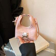 1pc New Spring/Autumn Kids Bag, Korean Embroidered Cute Bear Half Moon Bag, Girls Mini Crossbody Coin Purse, Children Sling Bag - Multicolor - View 12