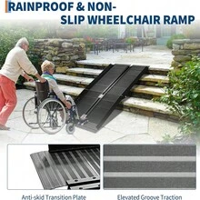 Rampa portátil para Silla de Ruedas de con asa, rampa Plegable de Aluminio Antideslizante para Silla de Ruedas para escalones en casa, Puertas, umbrales, bordillos, escaleras, Capacidad de 800 - 5 pasteles - Ver 6