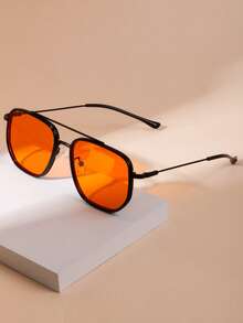 新款经典复古双鼻梁飞行员眼镜，男女皆宜，简约百搭，高端朋克风，适合节日派对、街头拍摄、T台走秀等各种场合。 - 彩色 - 查看 2