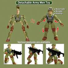 Baimiby Army Men Action FiguresToy Soldiers For Boys Age 4-7 Military Playset Plastic Army Men Toys With 2 Dog Figures 6 Weapons Birthday Gift For Military Collectors Boys 6-8Relieve Stress, Relieve Stress, Boring Toys - D5綠 - 查看 4