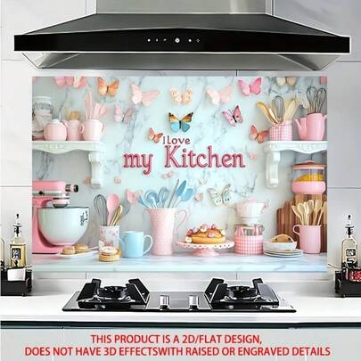1 Piece, 2D Flat Butterfly Kitchen Pattern Wall Sticker, Size 55*85 Cm, Sweet Style Home Decoration Sticker, Suitable For Kitchen And Dining Room Wall Decoration.