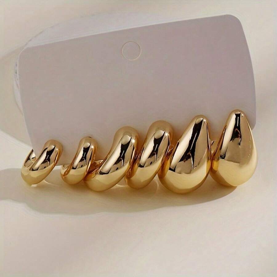 3对时尚简约CCB水滴耳环套装，适合日常佩戴或节日场合 - 彩色 - 查看 1