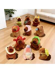 4.7 Inch Soft Capybara Plush Keychain Doll, Realistic Cute Capybara Plush Doll, Soft Fabric Durable, Pink Capybara Stuffed Doll, Children's Party Favor, Birthday Decoration, Daily Gift Surprise Choice - Multicolor - View 3