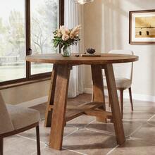 LITTLE TREE 39.4" Round Conference Table For 2–4 People, Solid Wood Meeting Table With Natural Wood Grain, Business Seminar Desk For Conference Room, Home Office - A - Xem 1