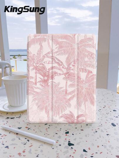 Kingsung 椰树图案平板电脑保护套，兼容 iPad 9.7/10.2/10.5/10.9/12.9/Pro 11（第十代），兼容三星 Galaxy Tab S6 Lite 10.4 英寸，兼容 Kindle Paperwhite（第十二代，2024 年款），Kindle（第十一代，2022 年款），Kobo Clara Color，轻柔防摔，智能立起/自动唤醒/睡眠功能