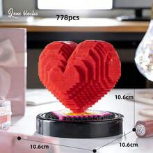 Valentine's Day Building Block Set, Adult Building Block Set, Micro Particle Building Blocks, Heart-Shaped Building Block Decor, LOVE Letter Assembly Decor, 3D Heart-Shaped Building Blocks DIY Assembly, Romantic Rose Heart-Shaped Decor, Challenging Adult Puzzle Stress Relief Gift, Valentine's Day Confession Gift For Girlfriend, Desktop Decor Valentine's Day Gift, Ceremonial Gift - Multi-colored Valentine's Day Building Blocks - View 14